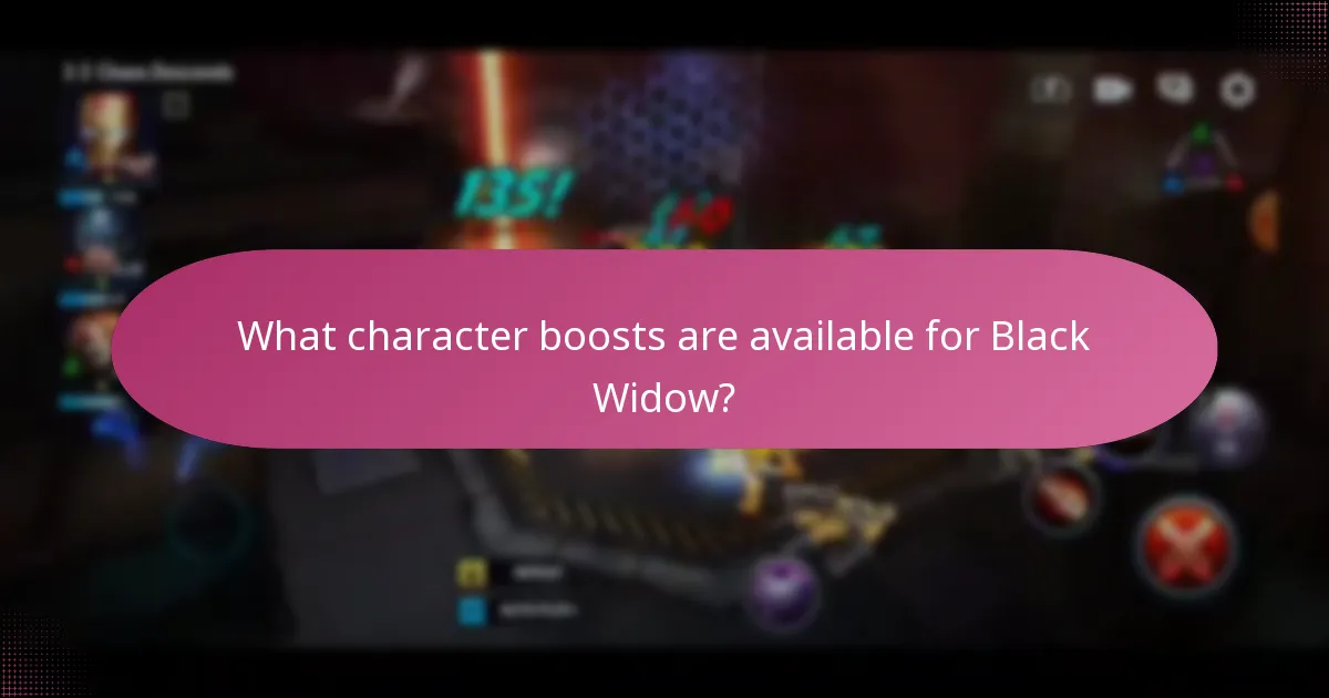 What character boosts are available for Black Widow?